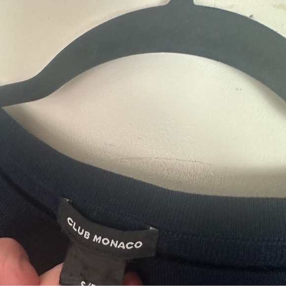 Club Monaco Blue White/Blue Striped Berdine Wool Bell Cuffs Sweater Shirt S/P - Picture 9 of 15